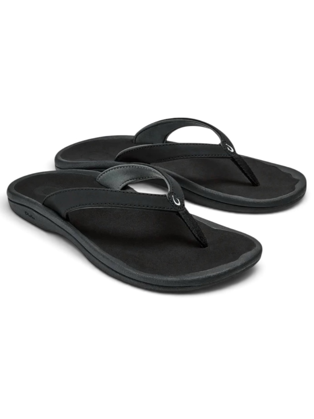 Olukai Black Ohana Beach Flip Flop Sandals